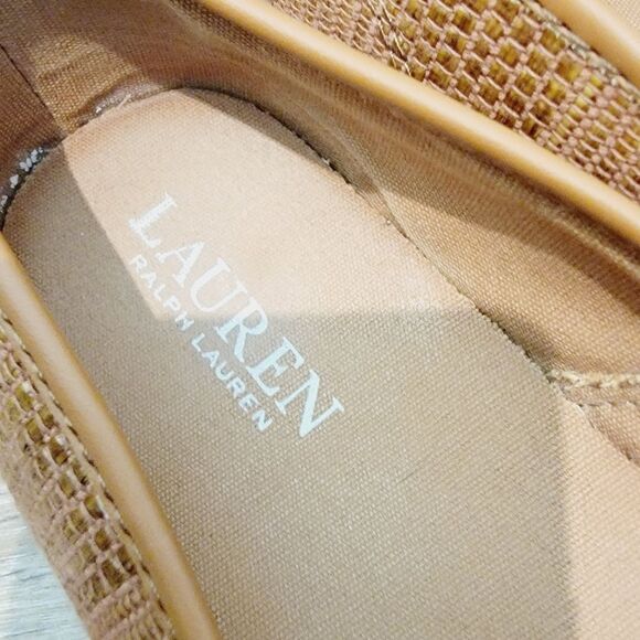 Lauren Ralph Lauren Janis Woven Slip On Tan Loafers Size 9 - Picture 9 of 12